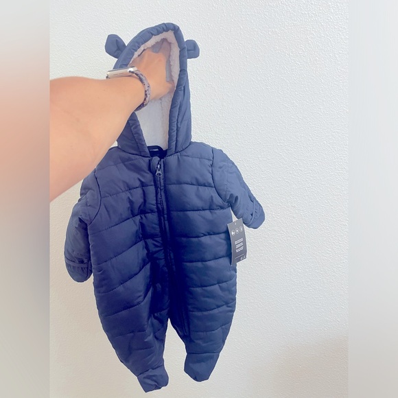 The Children’s Place Navy Bear Snowsuit NWT 0-3 months - baby bunting - Picture 1 of 4